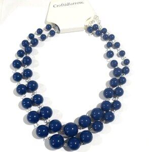 Croft & Barrow 18" Layered Silver Blue Beaded Necklace, Women's Fashion Jewelry